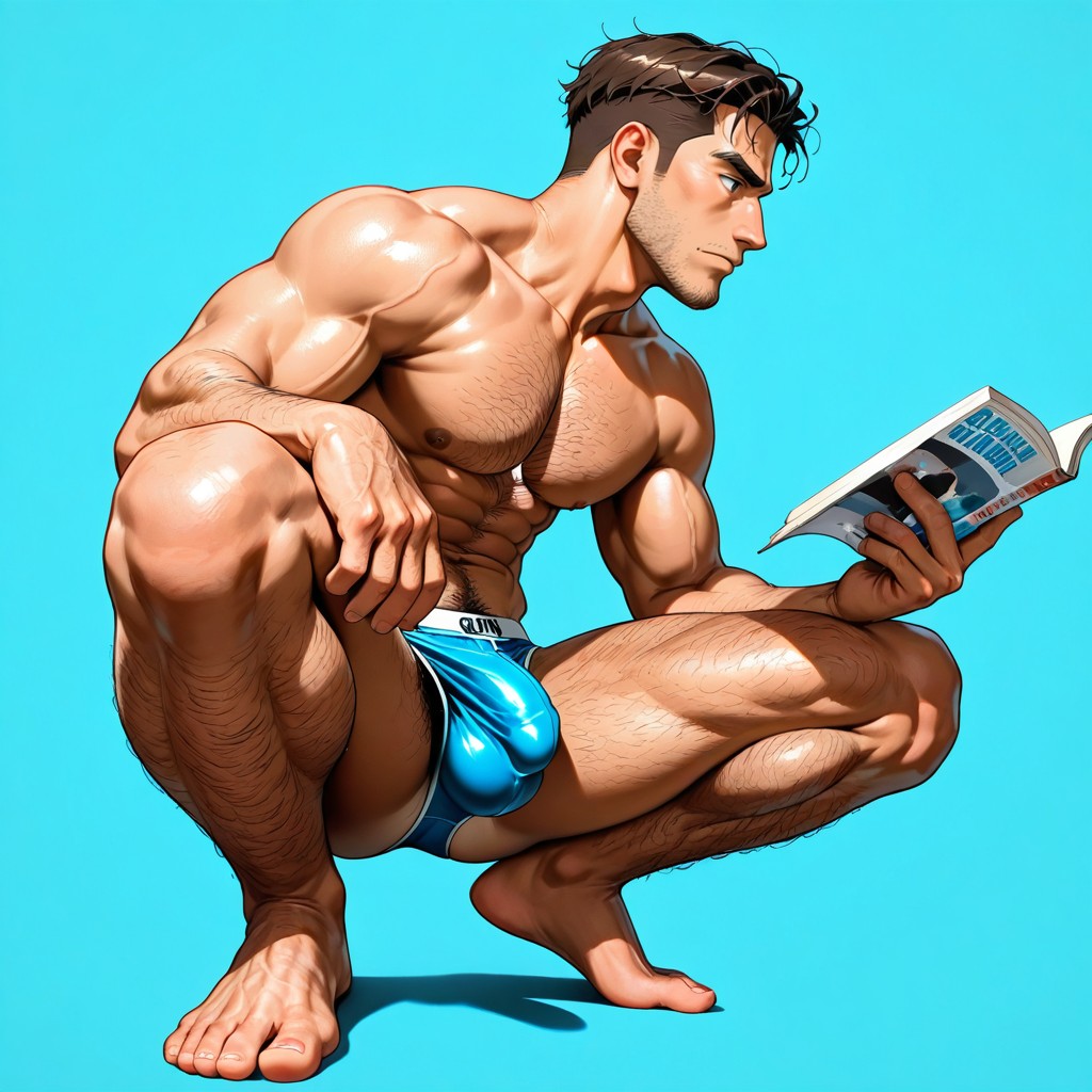 Reading A Book, Squatting, Good Anatomy 게이 AI 포르노