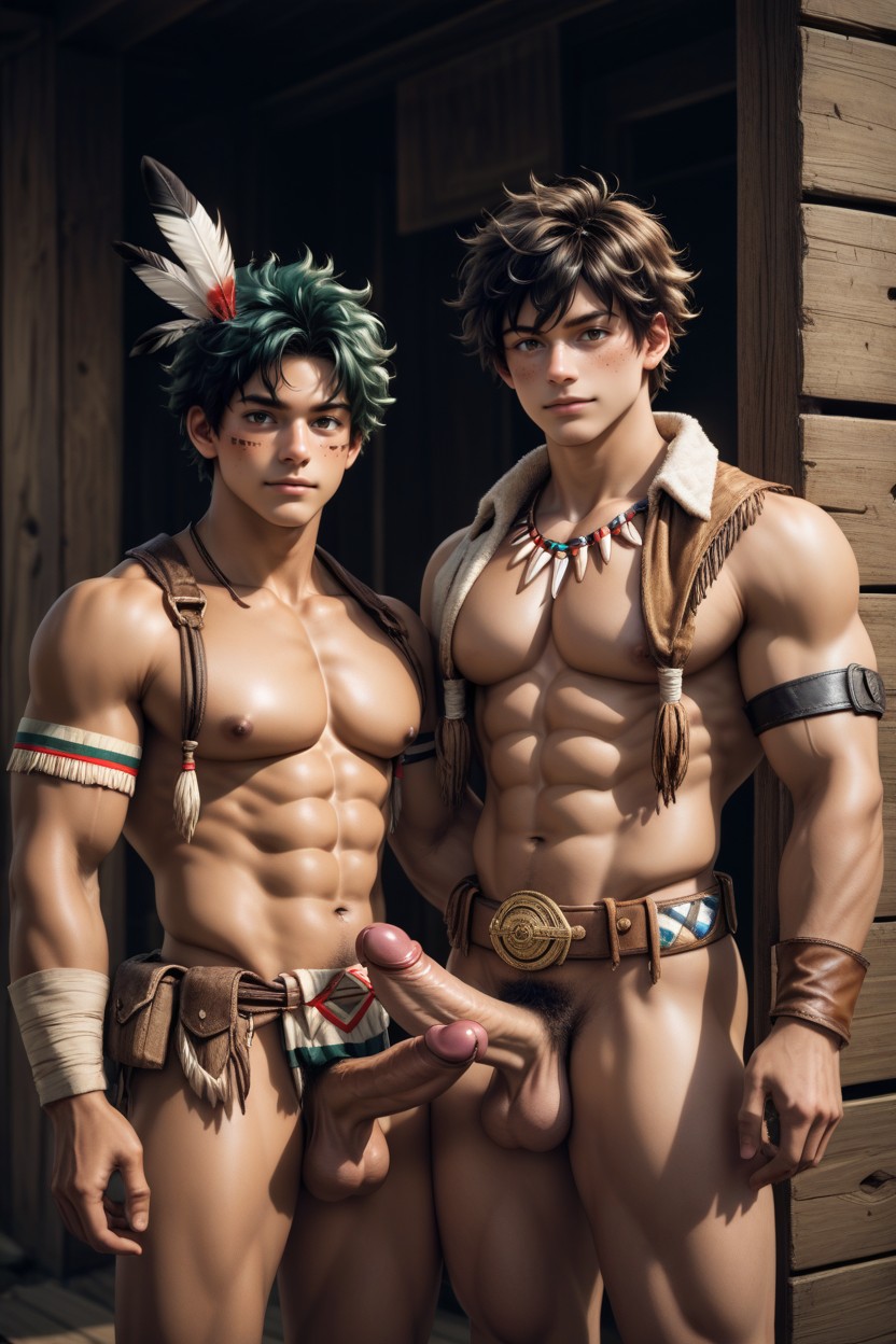 Buckle Straps, Huge Penis, Lasso Rope Pornografia gay com IA