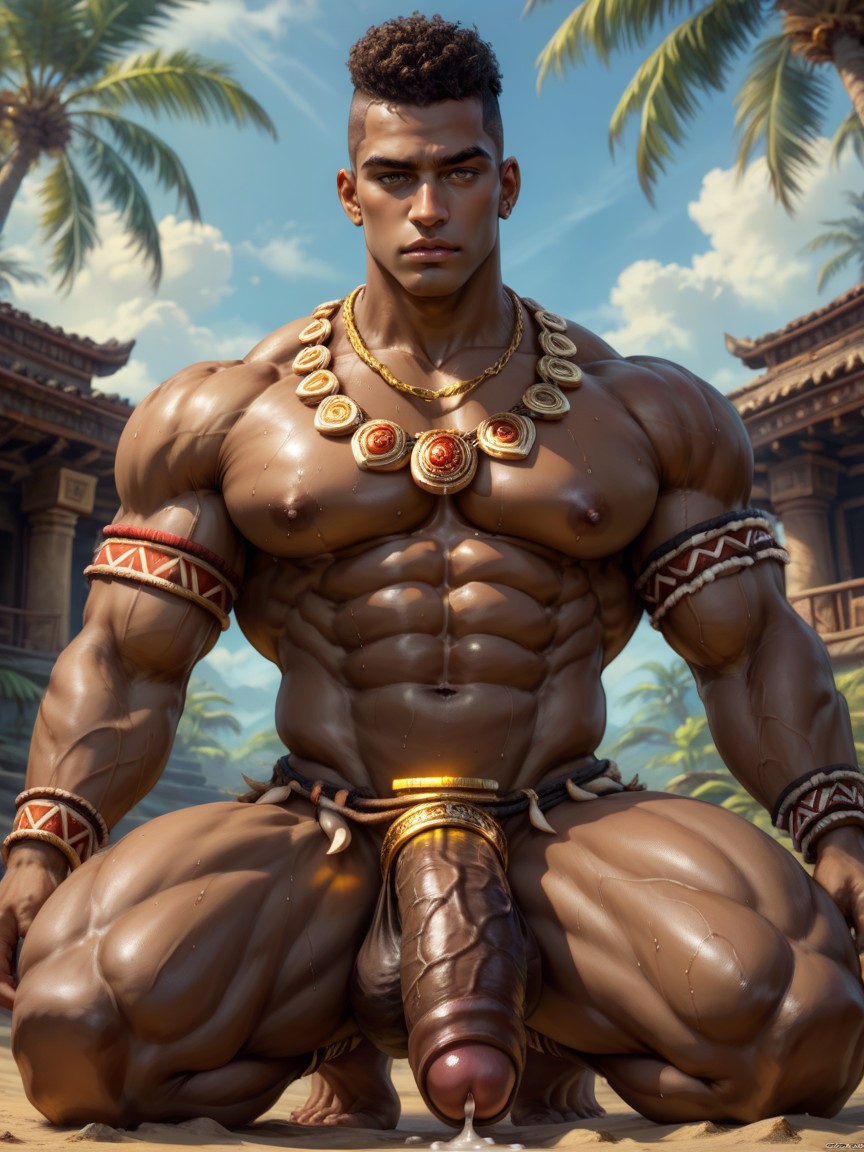 Heavy Golden Ornate Extreme Tribal Jewelry, Bara, Only Solo Man Porno IA Gay
