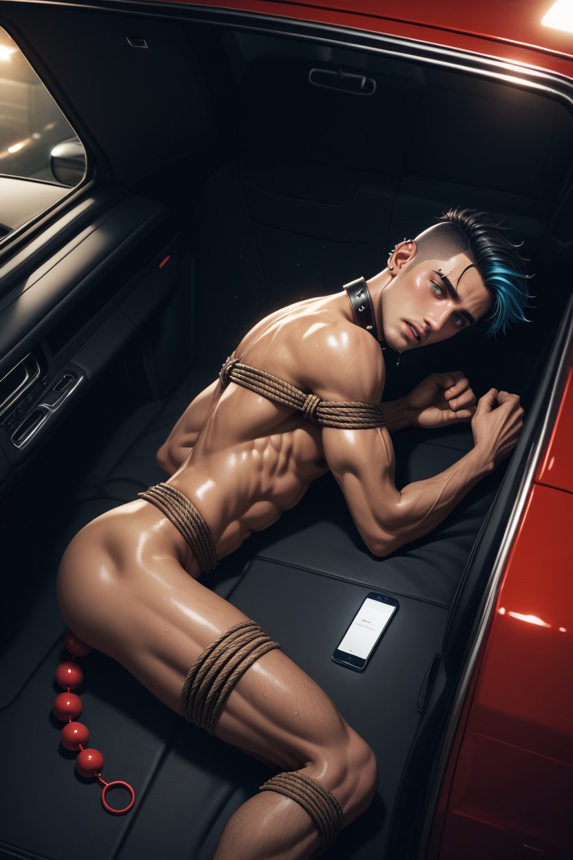 18+, Allongé, Rope Over Chest And Arms Porno IA Gay