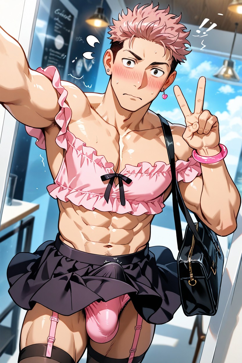 Cafe, Black Skirt, Pink Garter Belt Porno IA Gay