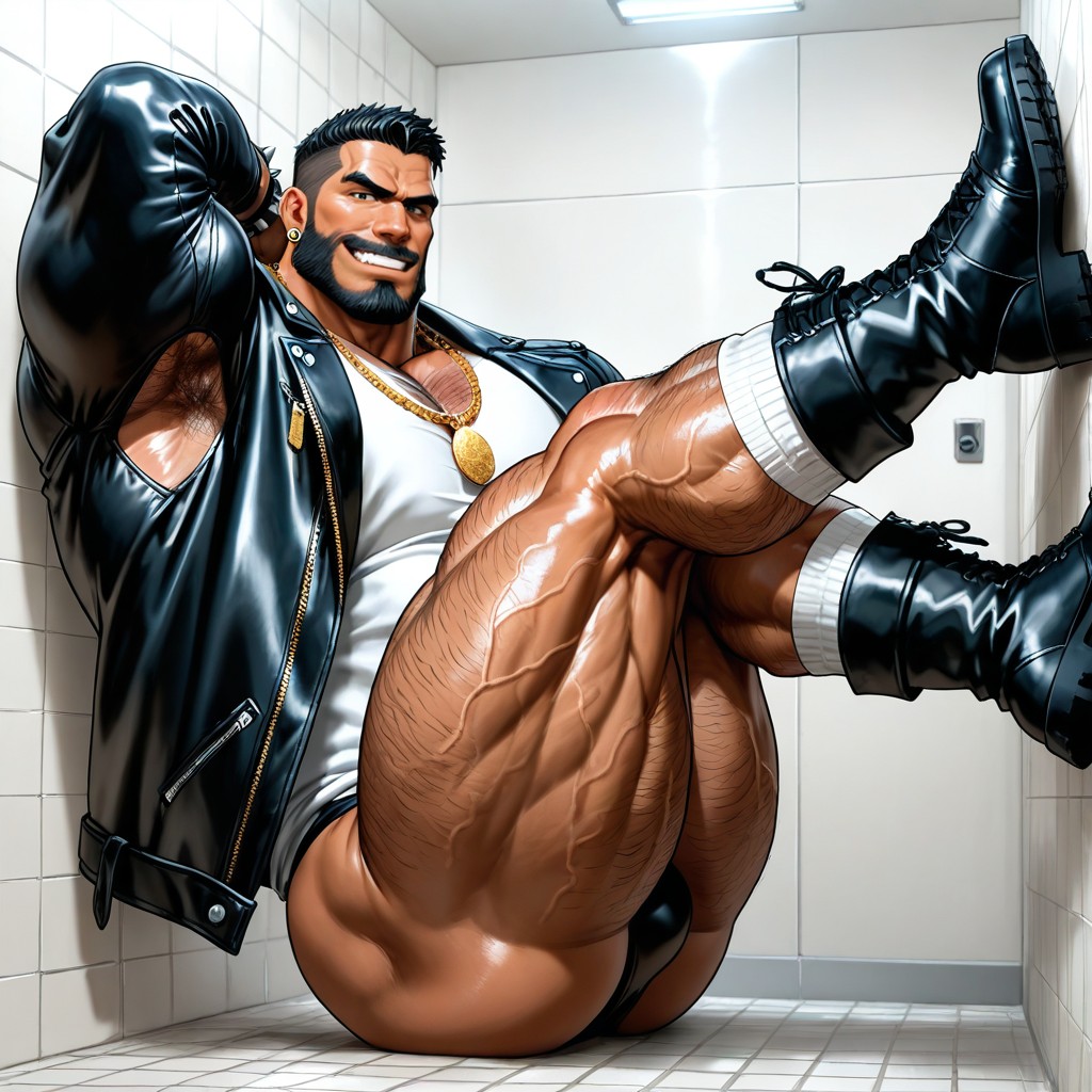 Muscles Surdimensionnés, Veiny Legs, Vue De Côté Porno IA Gay