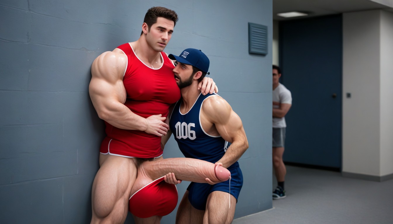 Giant Glans Near Open Mouth, Embarassed Blushing, Education Pornografia gay com IA