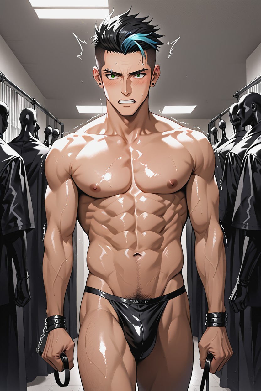 Naked, Prison Bars, Arms Behind His Back AI同性戀黃片