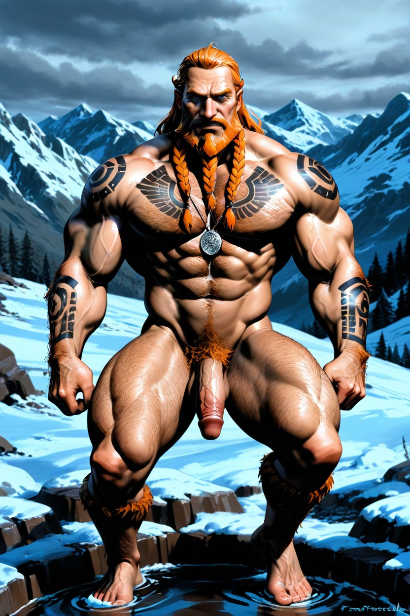 Desnuda, Full Body View, Full Thick Well-groomed Beard Porno gay IA