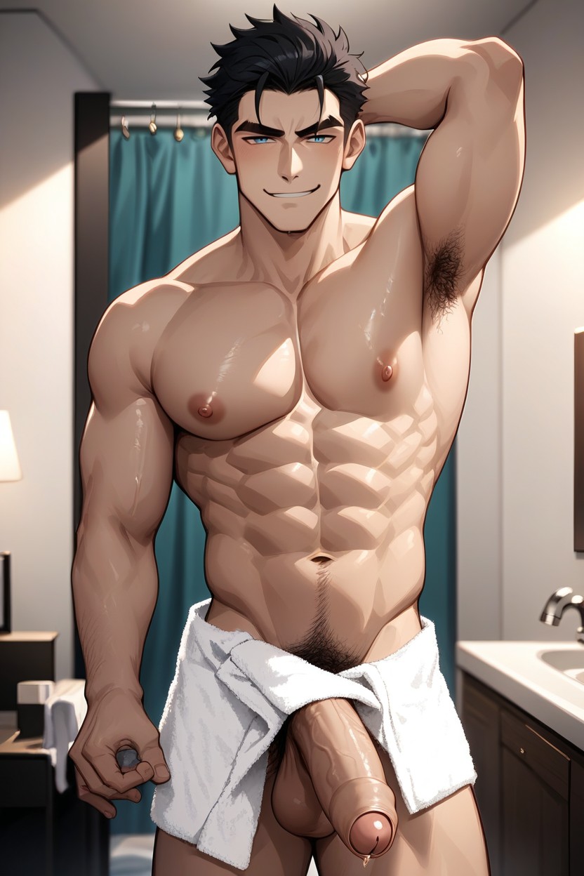 Big Pecs, Light Blue Eyes, Standing AI Gay Porn