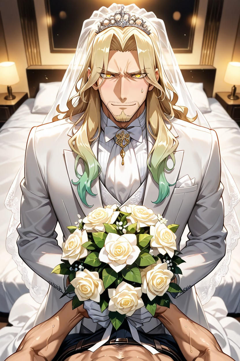 Explicit, Male Bride, White Wedding Dress AI Gay Porn
