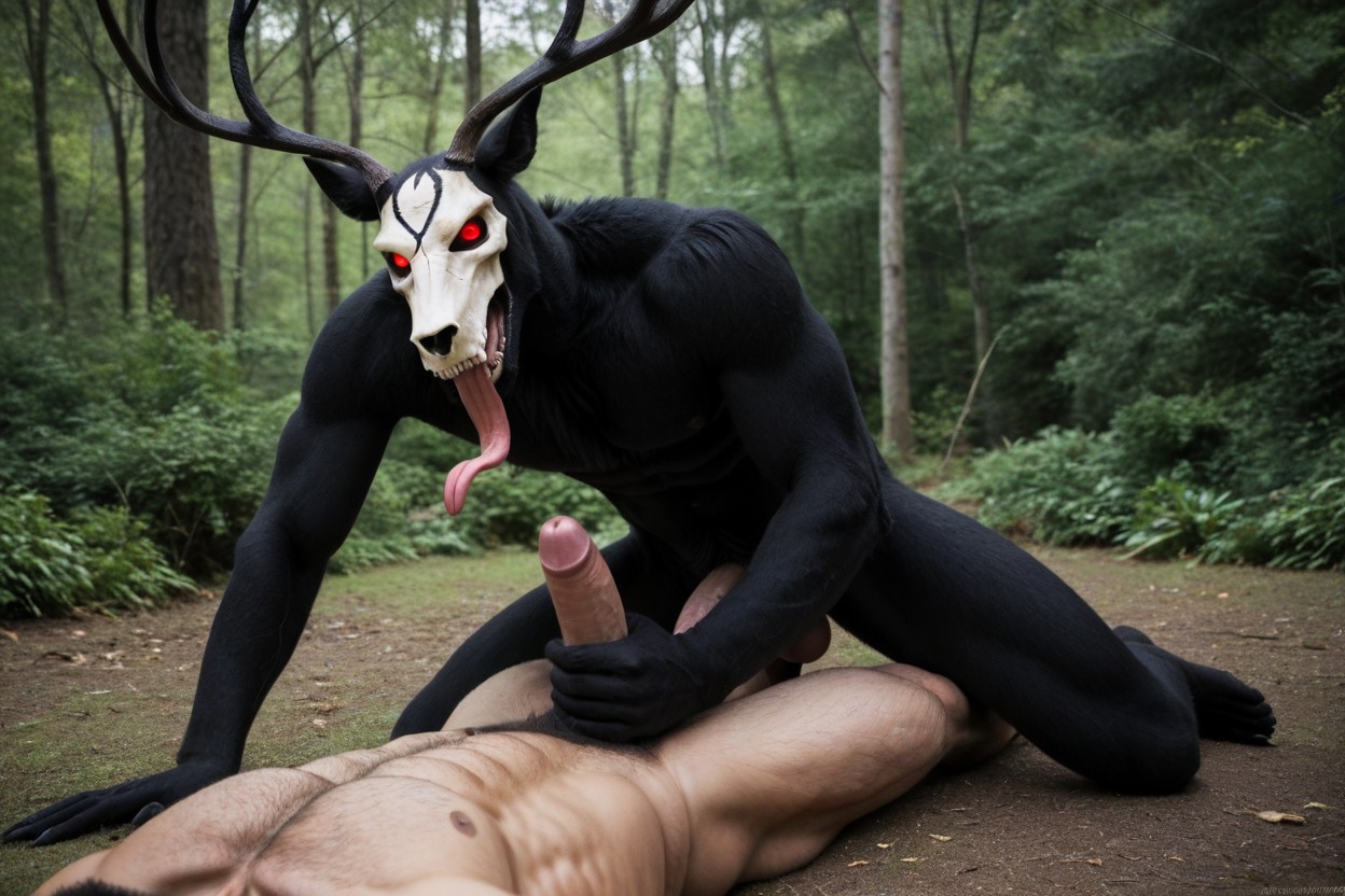 Midnight, Anthro Hands, White Anthro Skull Face Pornografia gay com IA