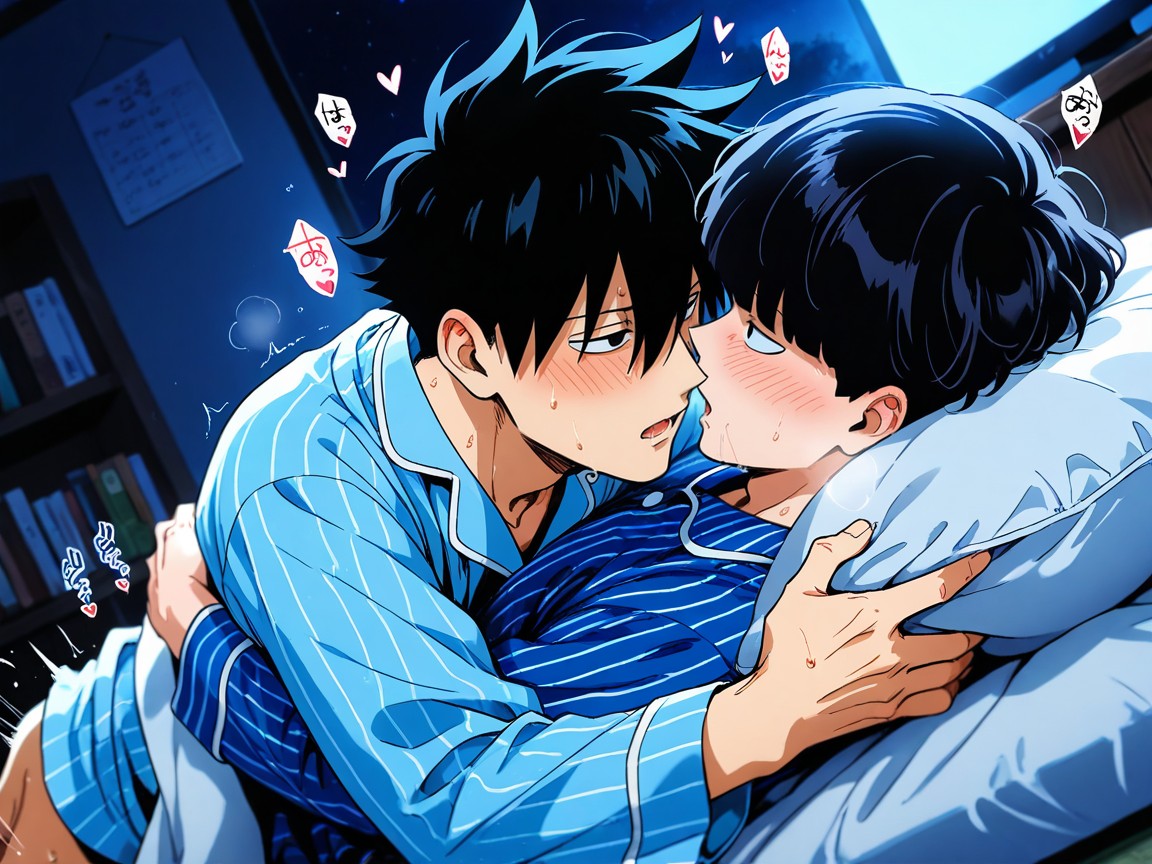 Pajamas, Saliva, Male AI Gay Porn