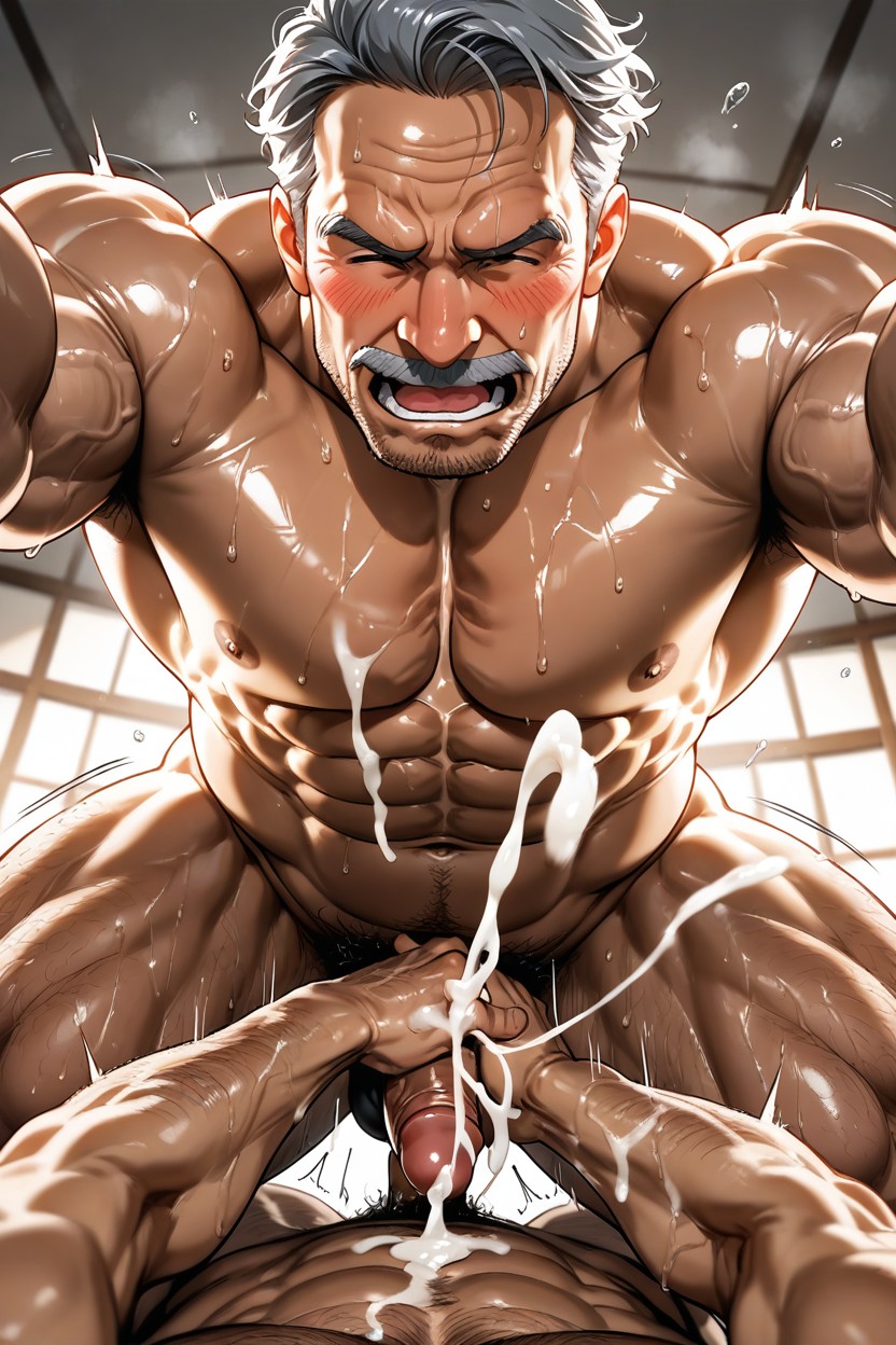 Reach Around Handjob, Mustache, 2人 ゲイAIポルノ