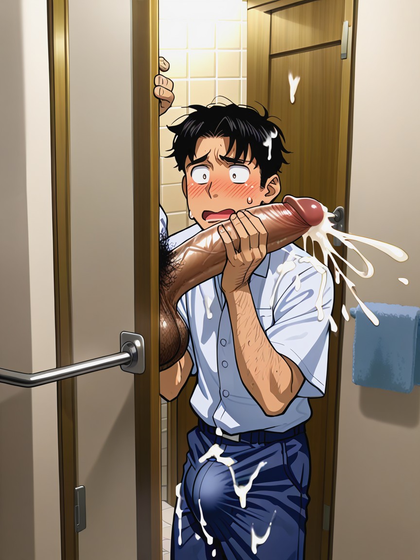 Giant Erect Bulge, Japanese, Tiled Floor AI同性戀黃片