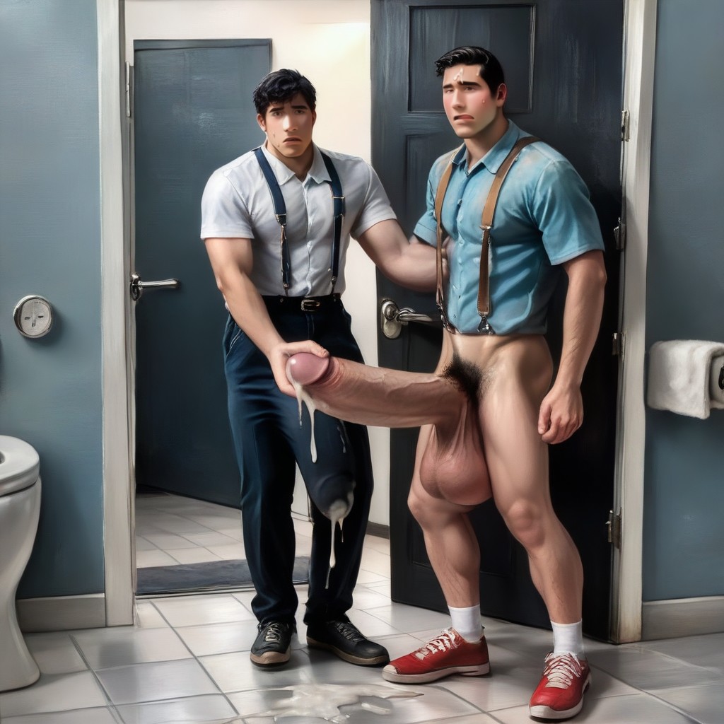 Cum Sprays Everywhere, Tiled Floor, Gigantic Fully Erect Uncut Penis AI同性戀黃片