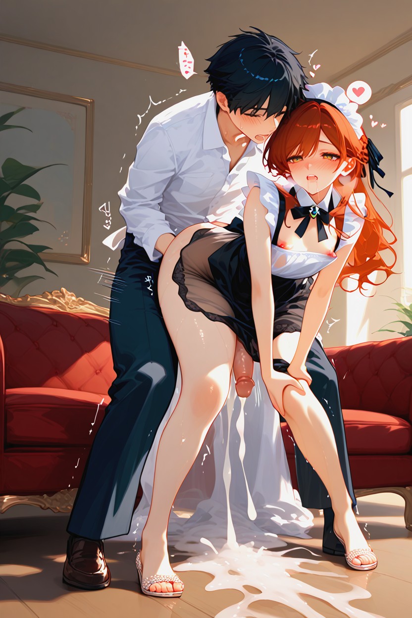 Bend Forward, Black Hair, Elegant Suited Man On Male Maid Porno IA Gay