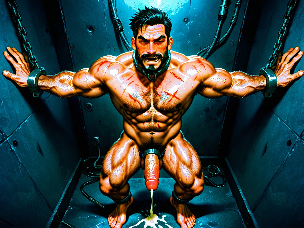 Body Hair, Spread Legs, Iron Shackles ゲイAIポルノ