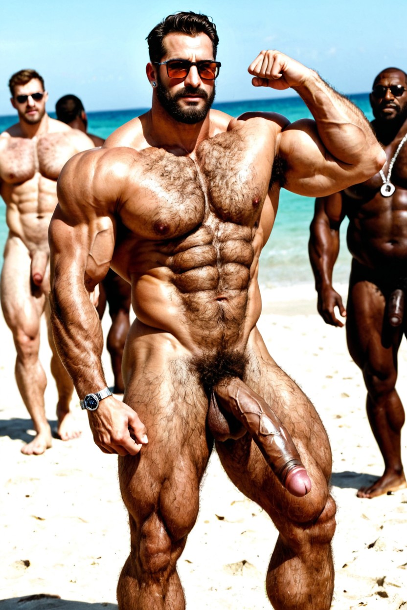 1 Person, Extreme Hairy Chest, Arab AI Gay Porn