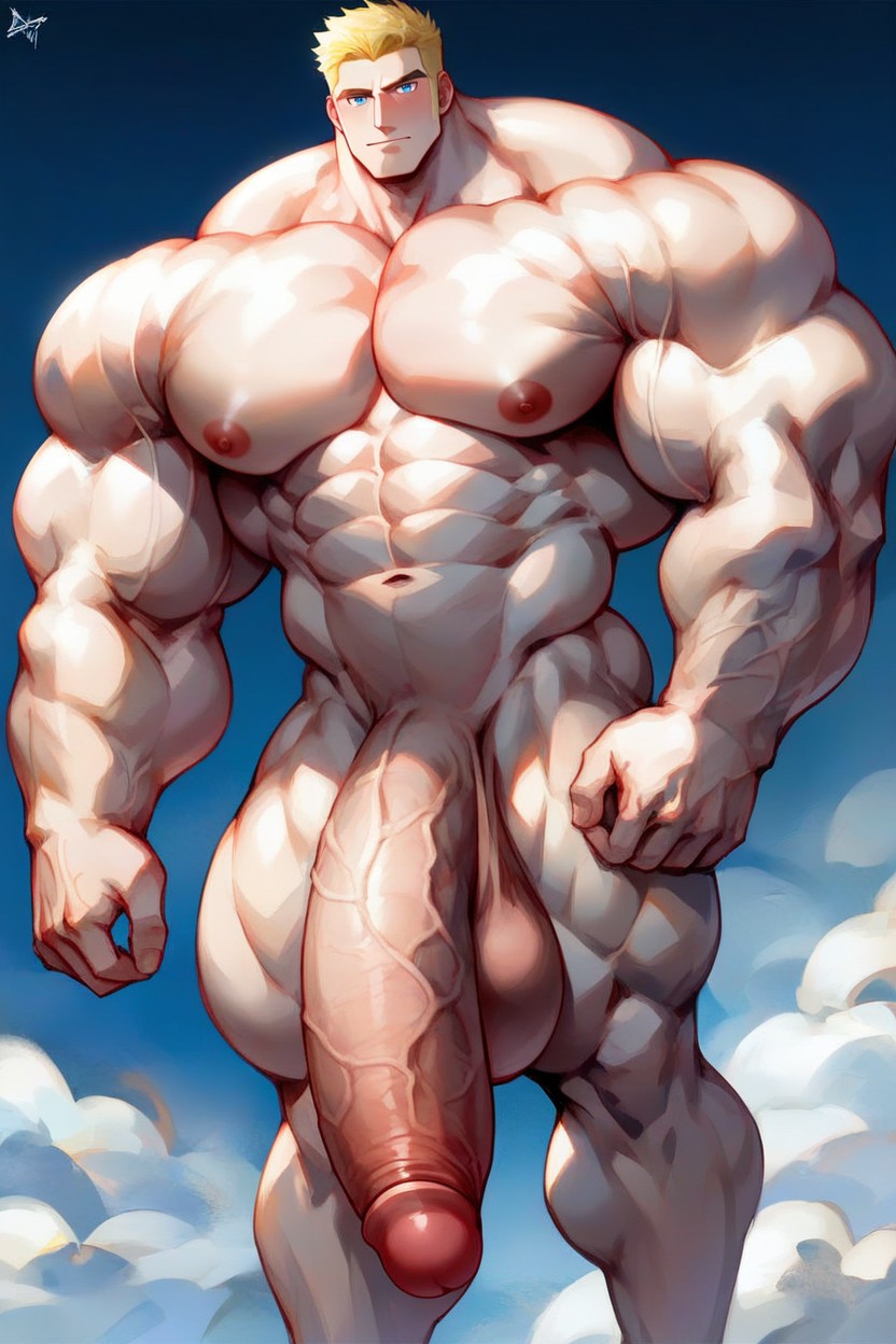 Mountains, Pale Skin, Hyper Massive Huge Round Pecs AI Gay Porn