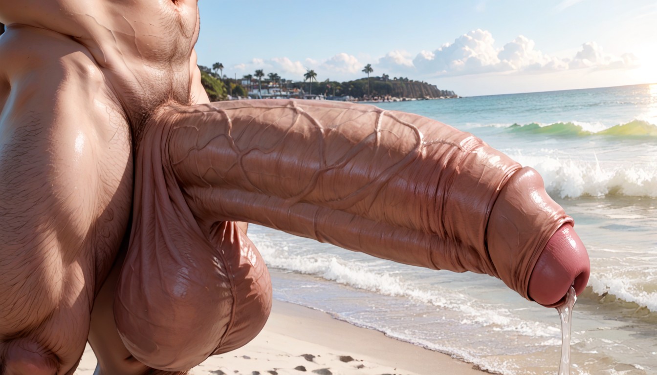Beach, Hyper Foreskin, Cock Focus AI Gay Porn