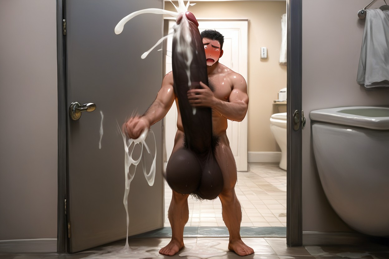 Cock Bigger Than Body, Bara Manga Style, Red Eyes AI Gay Porn
