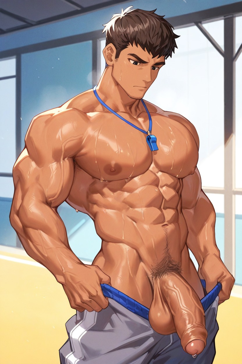 Watercolor Anime, Pulling Pants Up, Broad Shoulders Porno gay IA