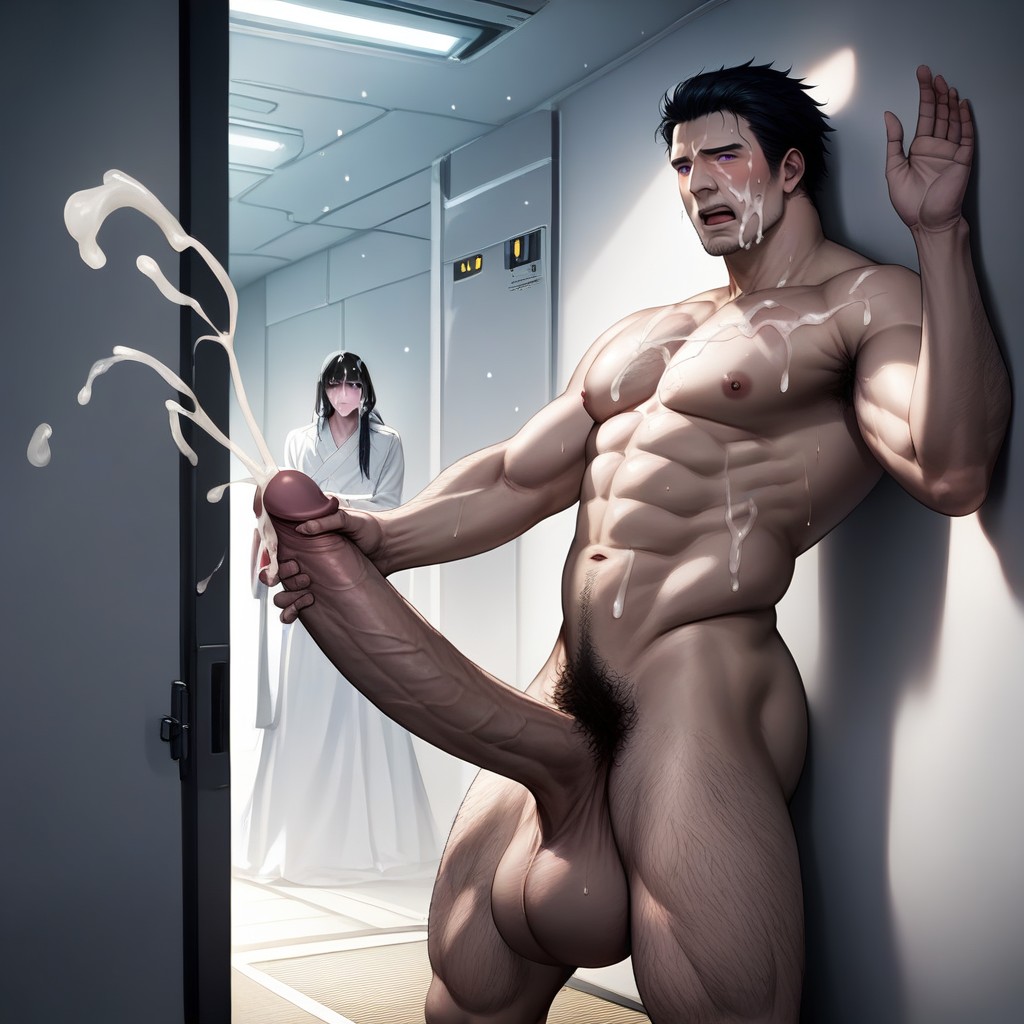 Only Men, Handjob, Giant Glans Near Open Mouth AI Gay Porn