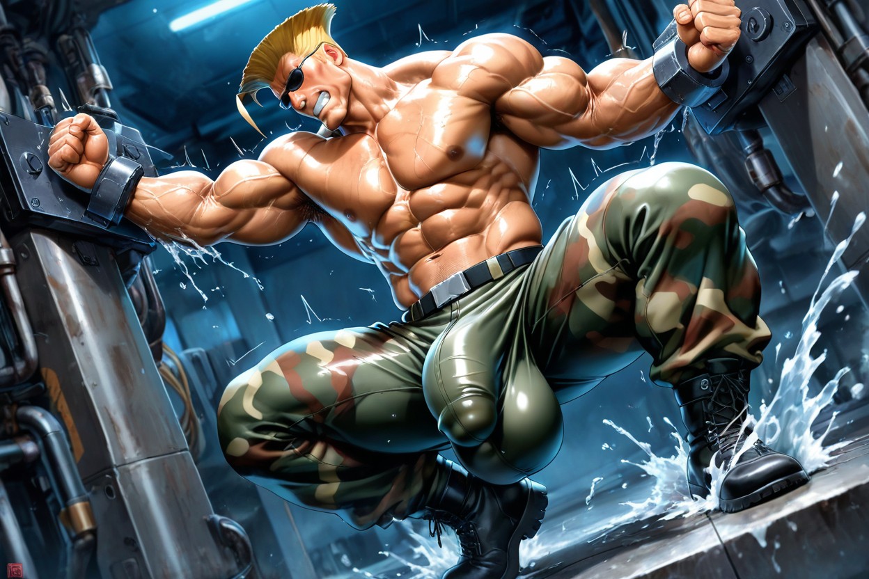 Masculine, Massive Bulge, Against The Restraints AI Gay Porn