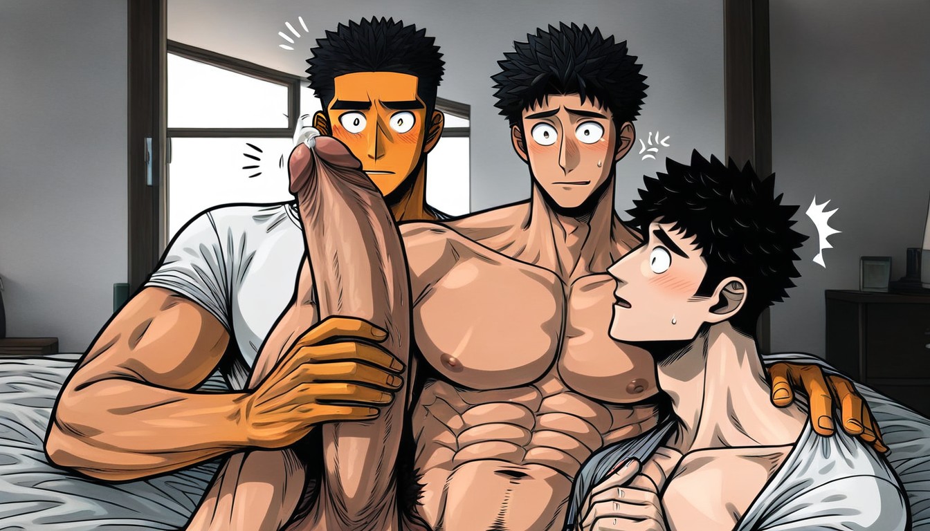 Clear Lines, Holding Cock With Both Arms, Detailed Porno gay IA