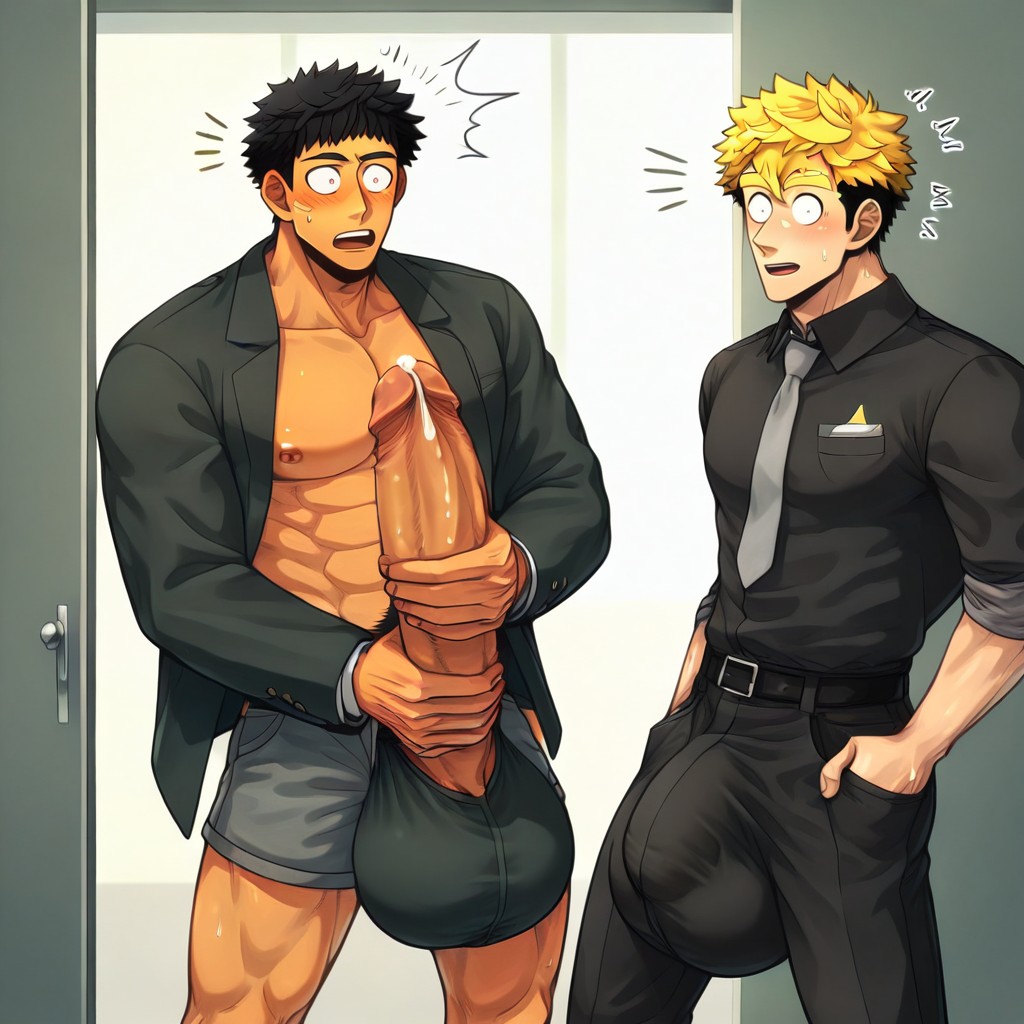 Comparing Cock, Black Hair, Handjob AI Gay Porn