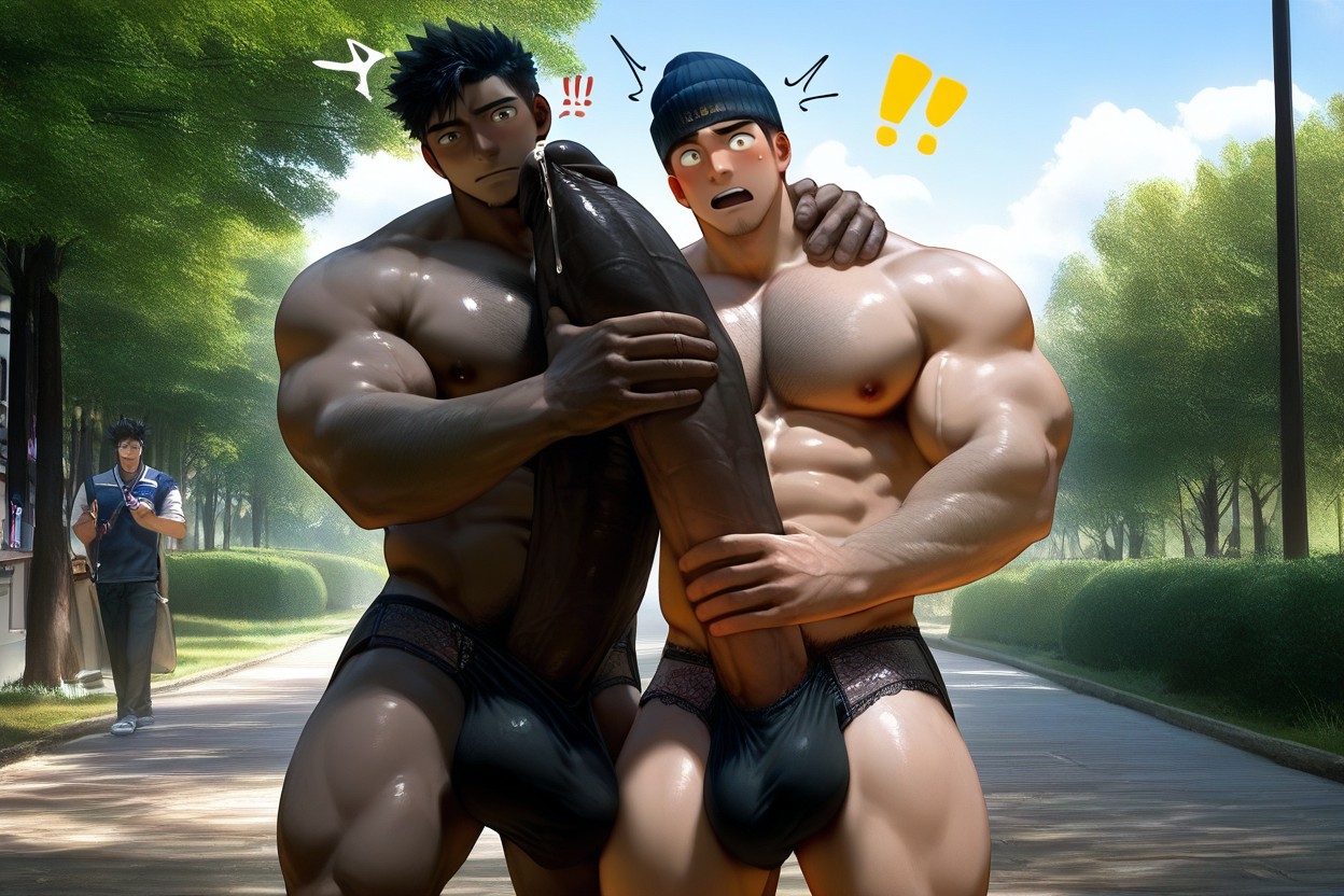 Hands Fondling Massive Balls, Manly, Lifelike AI Gay Porn