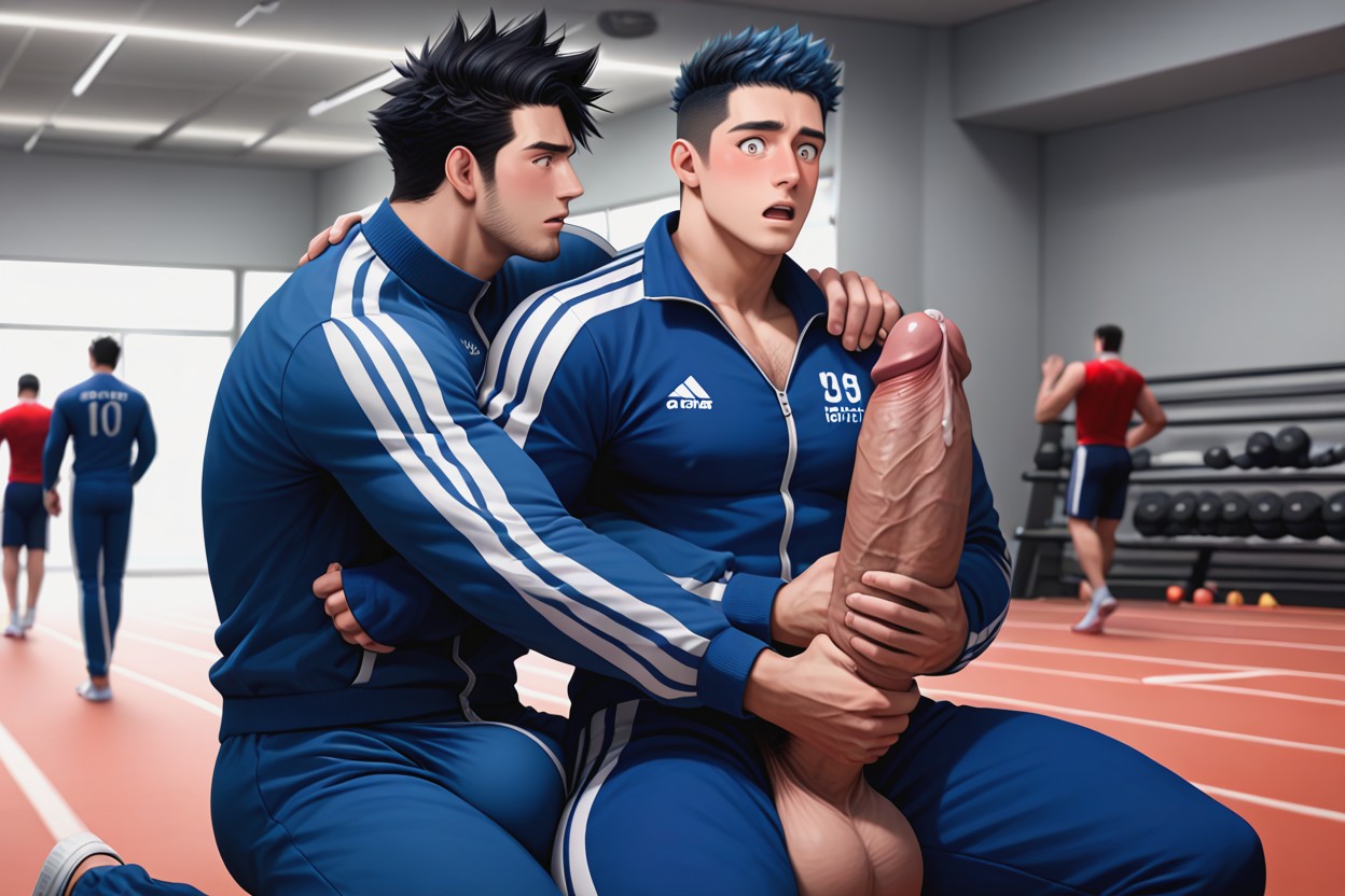 Holding Cock With Both Arms, Gay, Black Hair AI Gay Porn