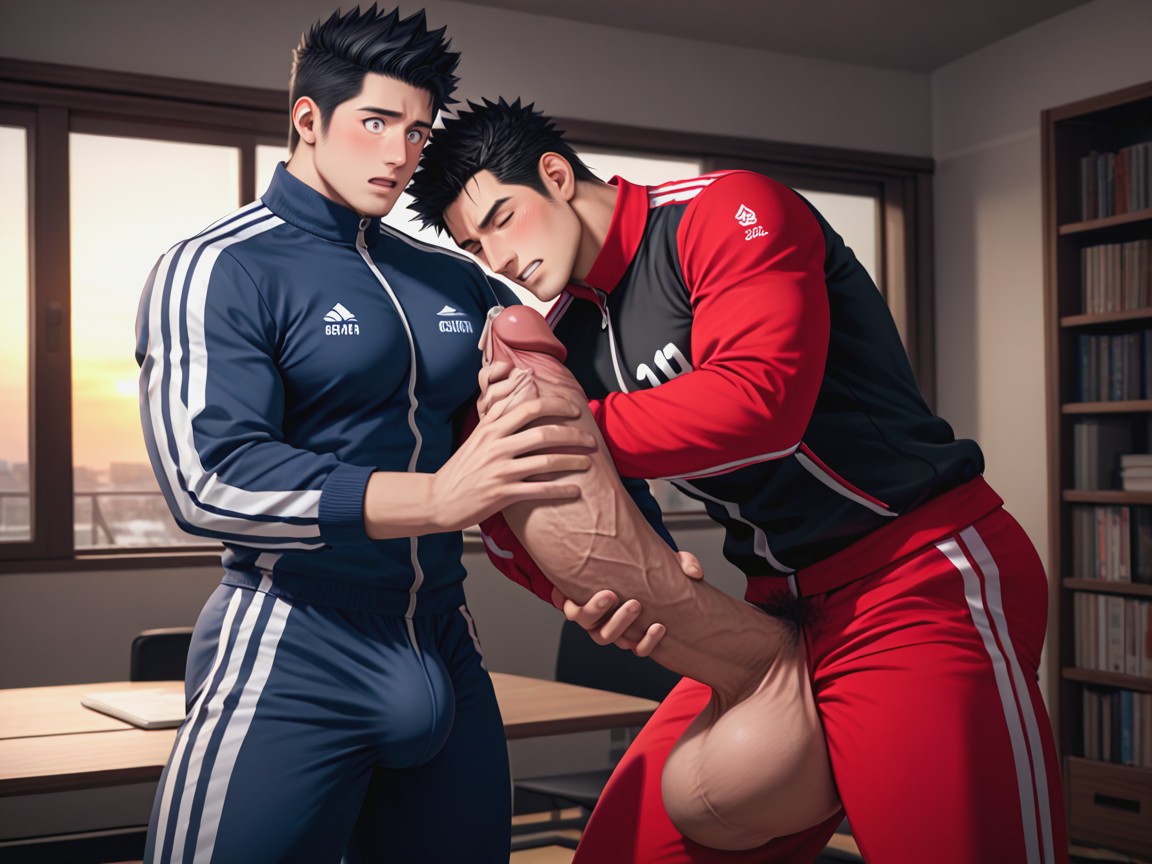 Clenched Teeth, Chinese, Messy Hair AI Gay Porn