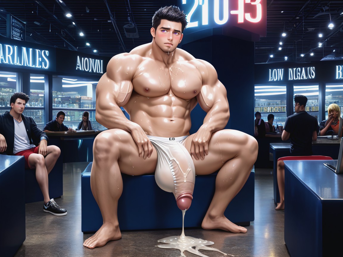 Gigantic Growing Cock, Sweaty, All Male Body AI Gay Porn