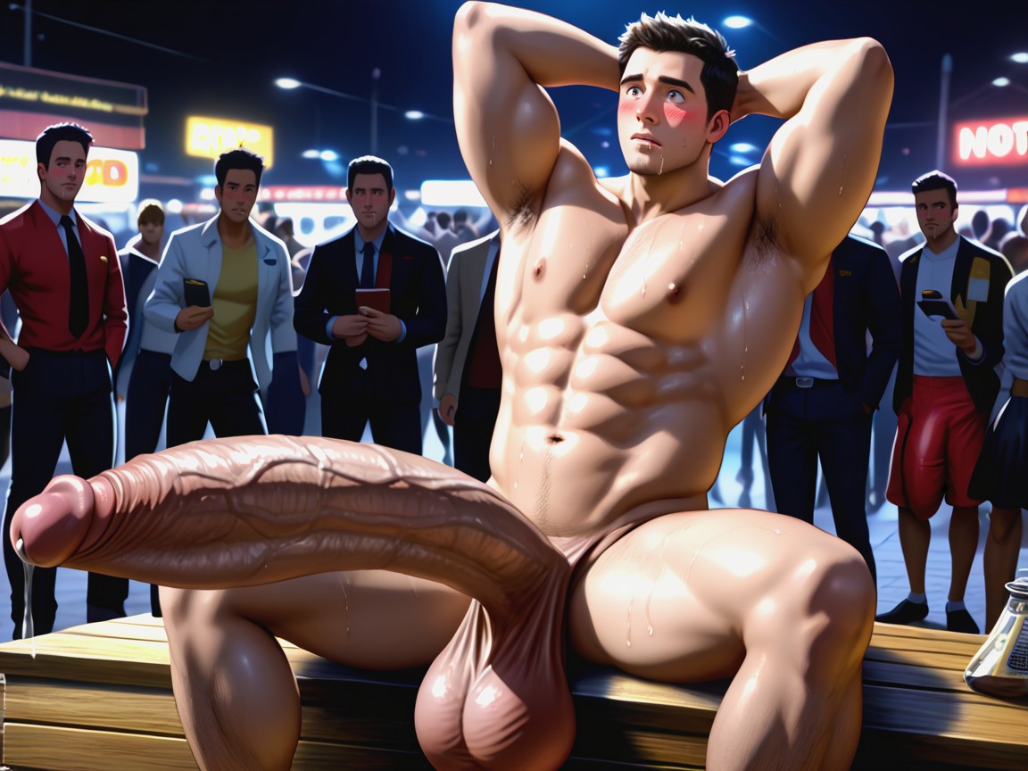 Men Looking Embarassed, Naked Man Tries To Hide Gigantic Erection, Grande Porno gay IA