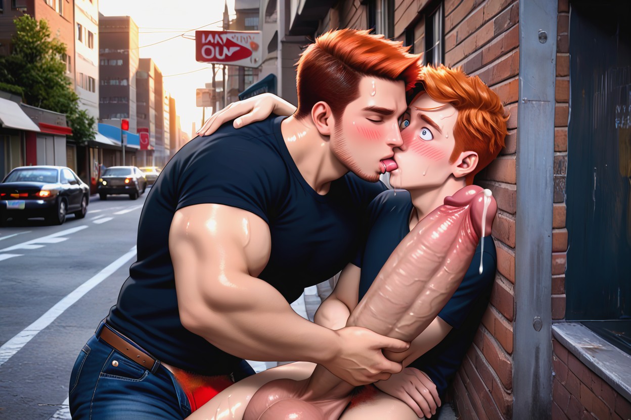Laughing, Hard Shadow, Giant Erect Bulge AI Gay Porn