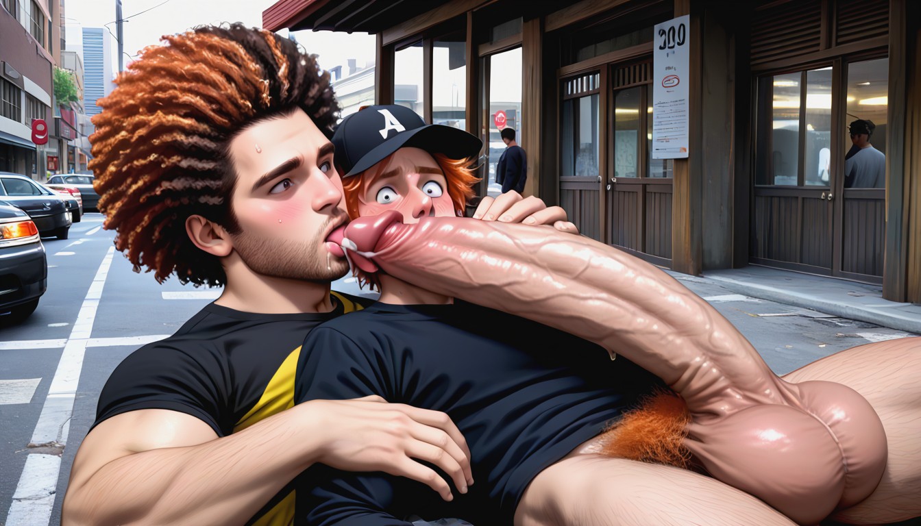 Hugging Cock, Gigantic Fully Erect Uncut Cock Taller Than Man, Jerking Off Movement Blur AI Gay Porn