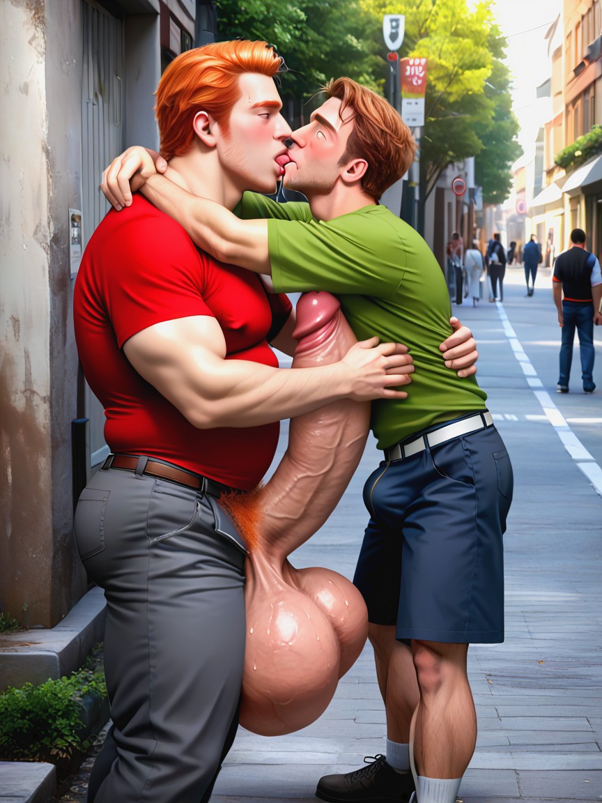 Hugging Cock, Photorealistic, Hands Fondling Massive Balls AI Gay Porn