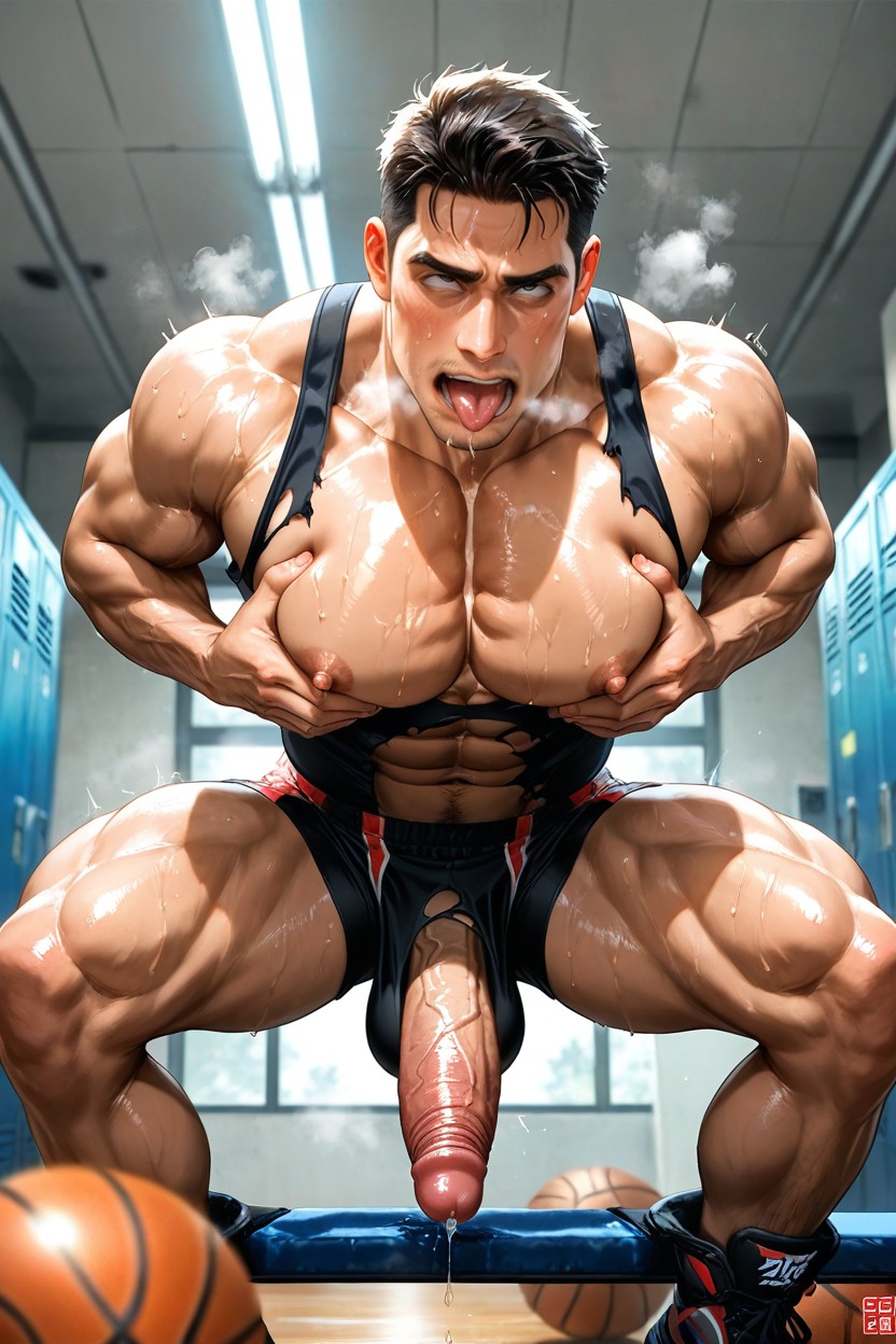 Slightly Out Of Focus Intense Risk Atmosphere, Tank Top, Muscular - Straight Chinese Boxer Zhang Wei AI Gay Porn