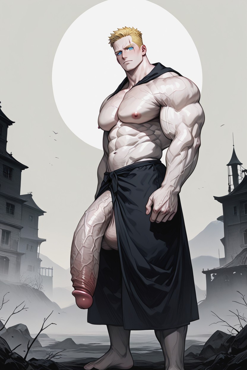 Boyish Appearance, Hyper Massive Huge Round Pecs, Naked AI Gay Porn