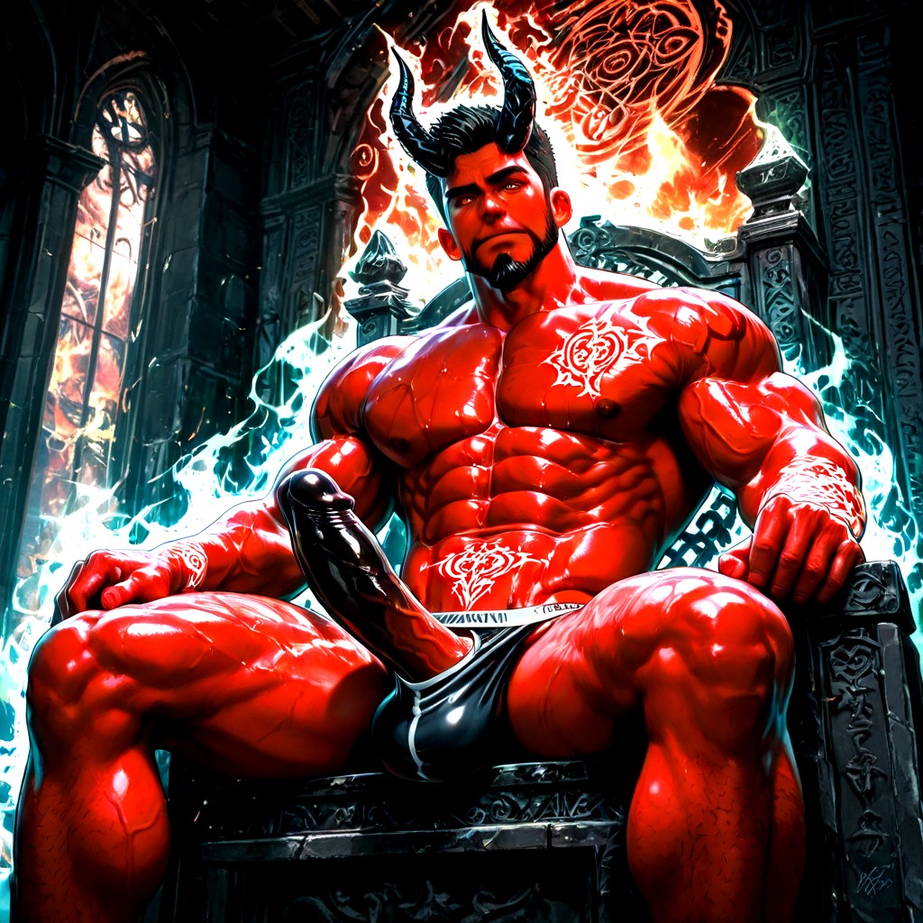 Magic Tattoo, Front View, Red Skin AI Gay Porn