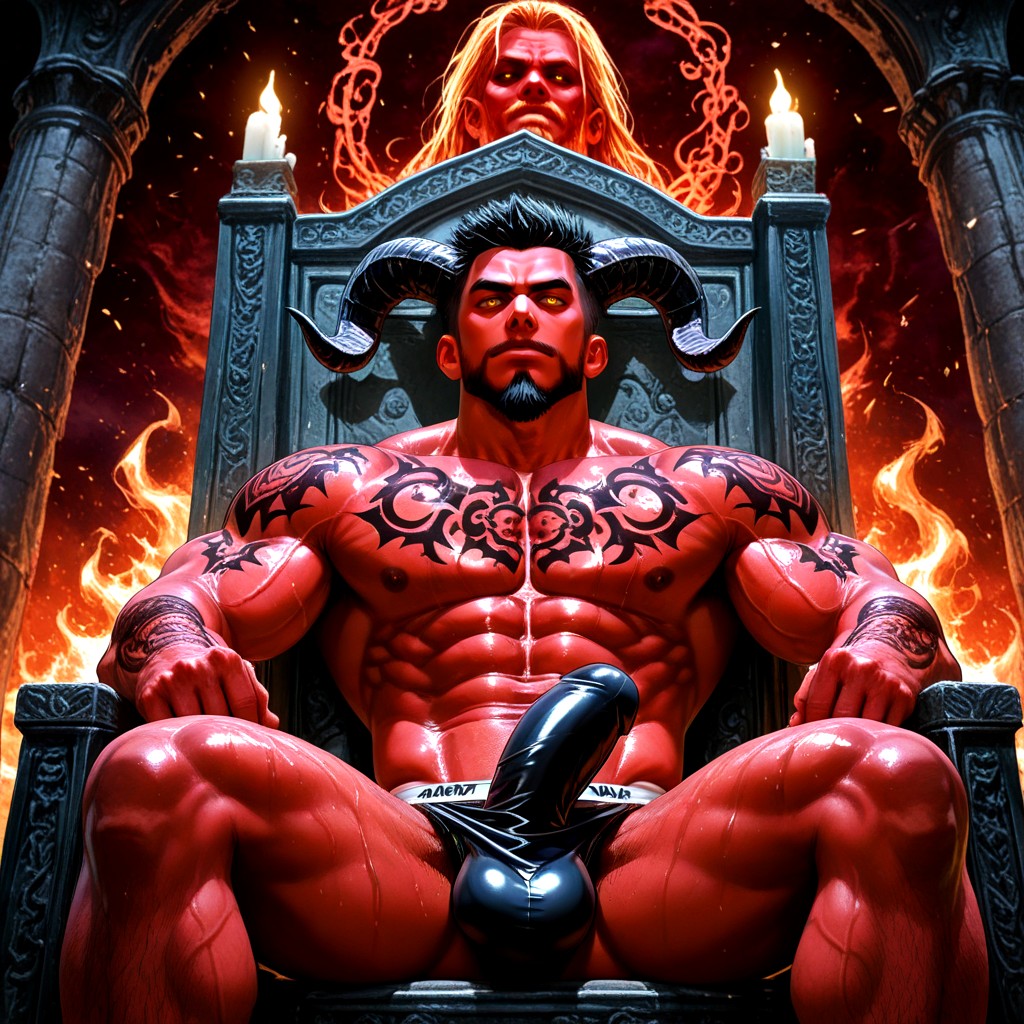 Sitting, Hyper-realistic Image, Oiled Skin AI Gay Porn