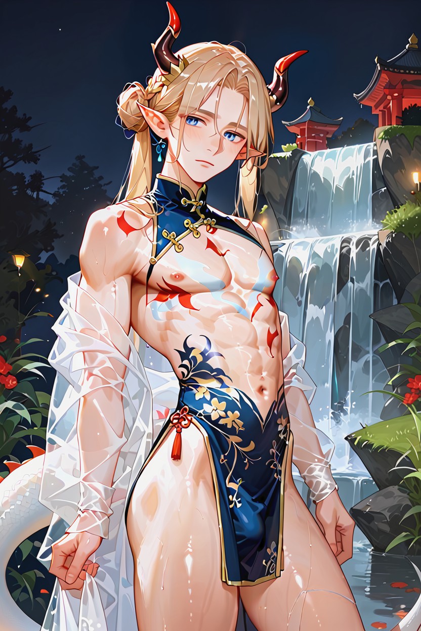 Open Clothes, Chinese Clothing, Straight Hair AI Gay Porn