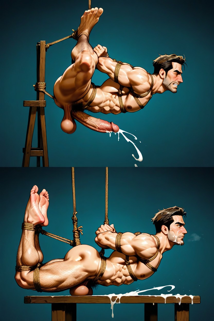Tied Spred Hands, Shibari Cock And Balls, Grande Porno gay IA