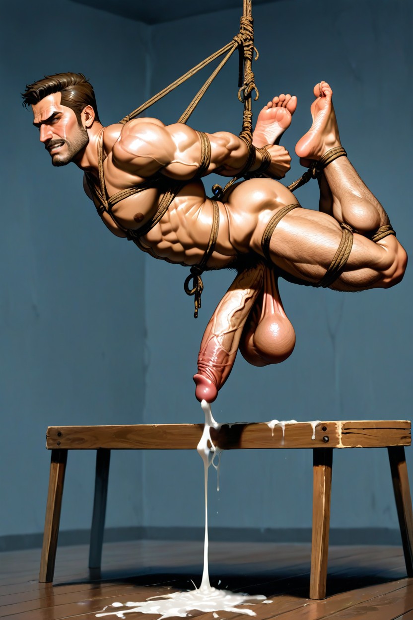 Hogtie Bondage, Shibari, Hogtie Balls And Cock AI Gay Porn
