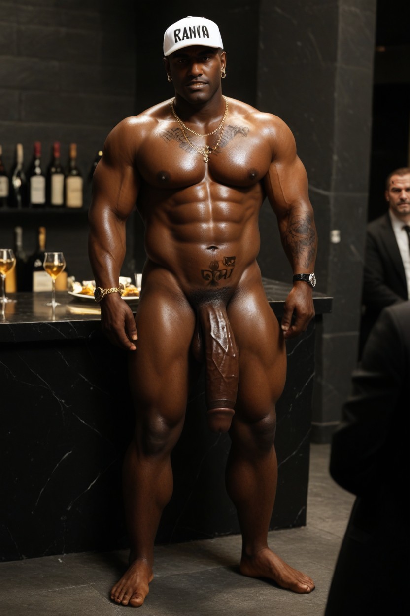 Naked, Afro (piel Clara), Massive Penis Porno gay IA