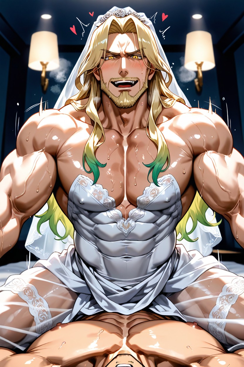 Hair With Prominent Light Green Tips, Vlad Iii From Fate/grand Order, Sweat AI Gay Porn
