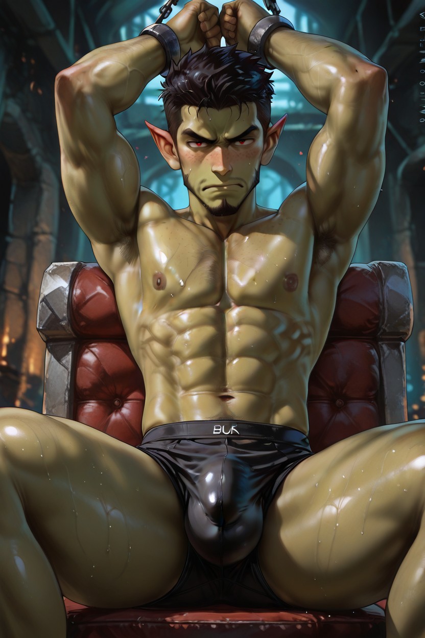 Goblin, Sweaty, Hard Black Underwear Bulge AI Gay Porn