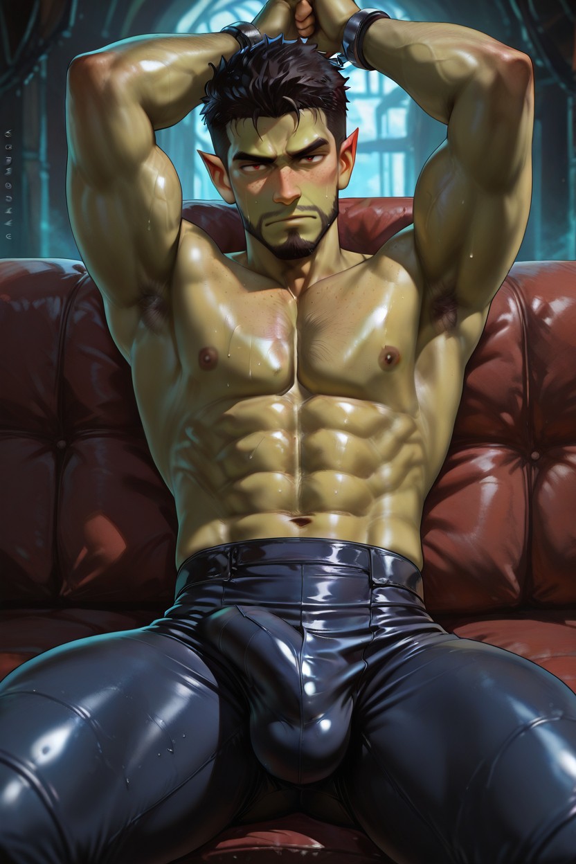 Armpit Hair, Subtle Freckles, Dark Spiky Hair AI Gay Porn