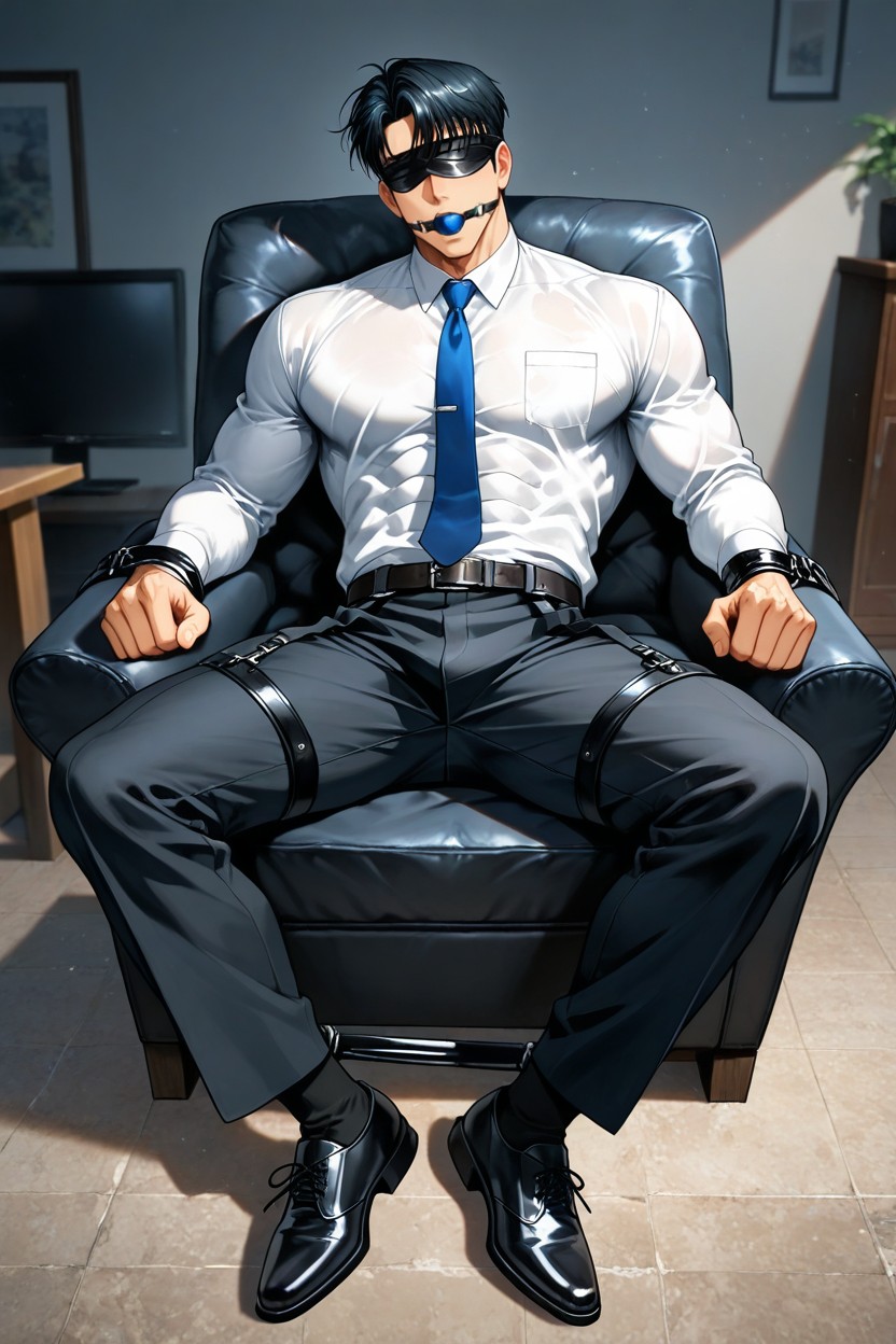 Ball Gag, Layered, Hair AI Gay Porn
