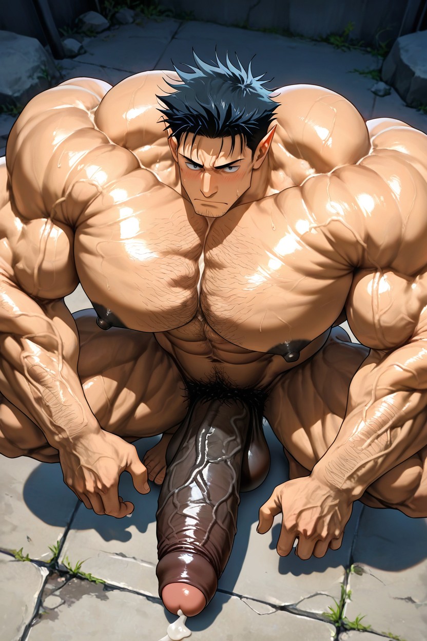 Black Nipples, Top Down, Hyper Chest AI Gay Porn