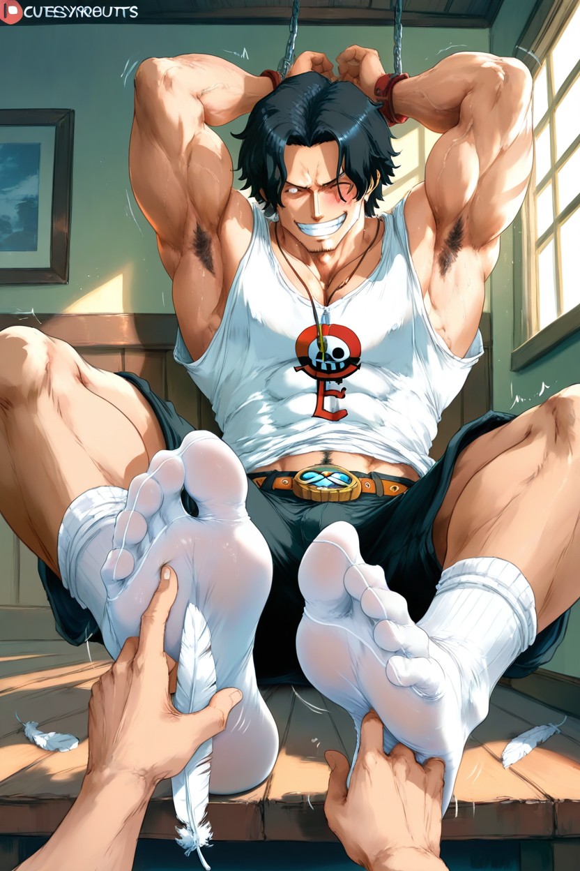 Muscles, Mischievous (smiling While Blushing), Squatting On Floor AI Gay Porn