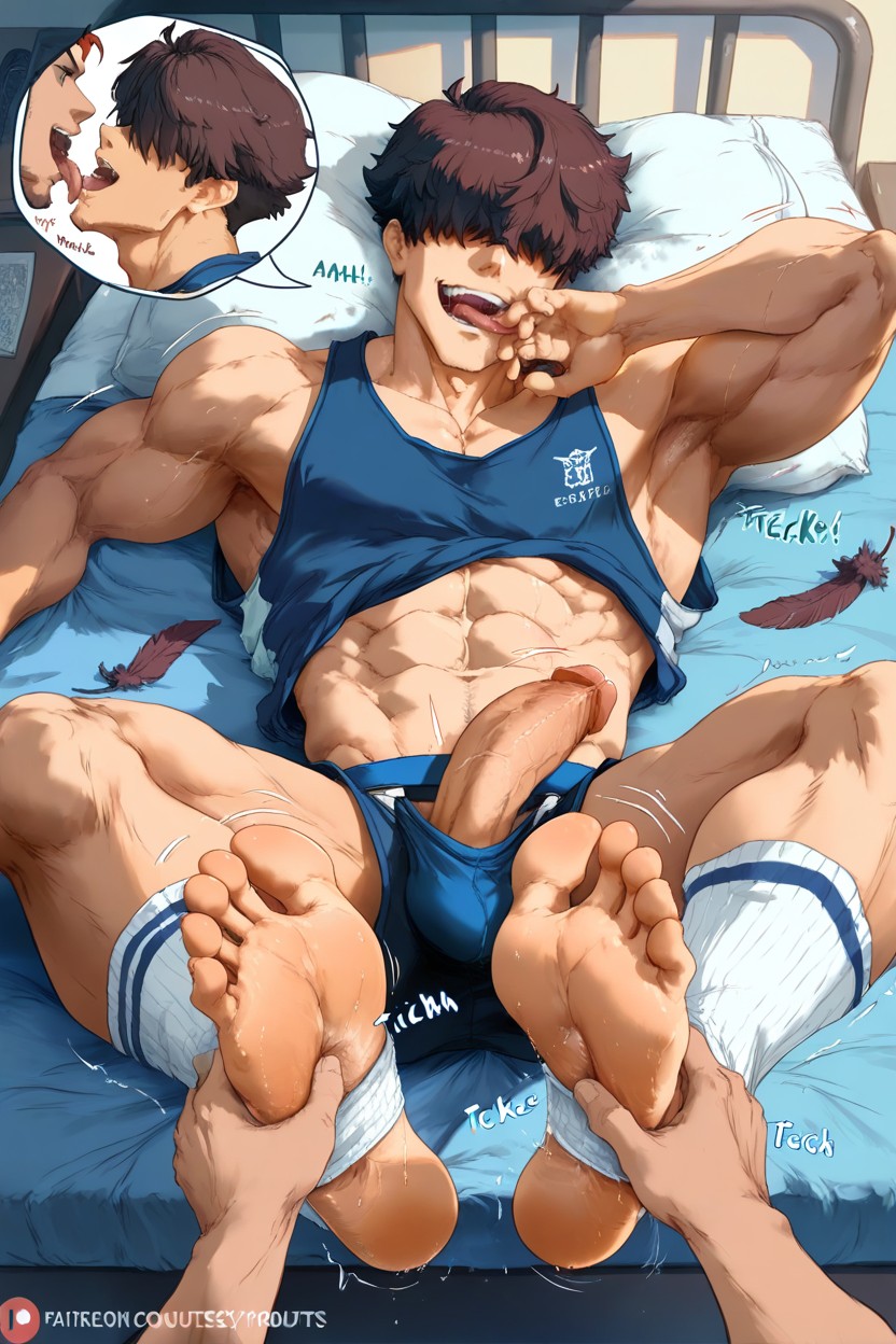 Jock Has Evil Smile Tongue Out, Shaking, Sweaty AI Gay Porn
